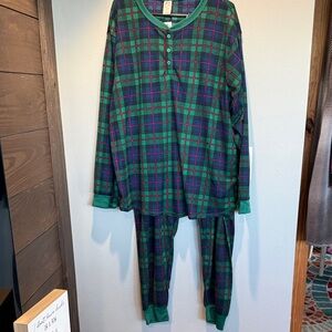 Plaid Mens Green and Blue Pajama Set XXL NWT